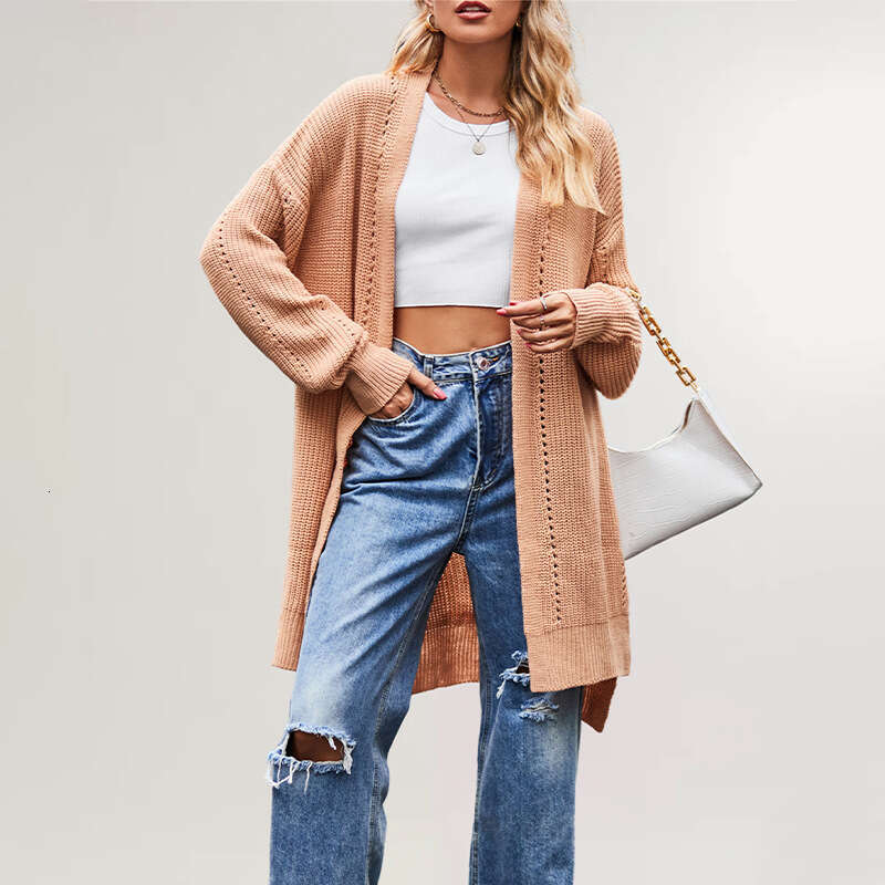 Women's Clothing Winter Autumn New Sweater Solid Color Loose Coat Pocket Knitted Cardigan B5