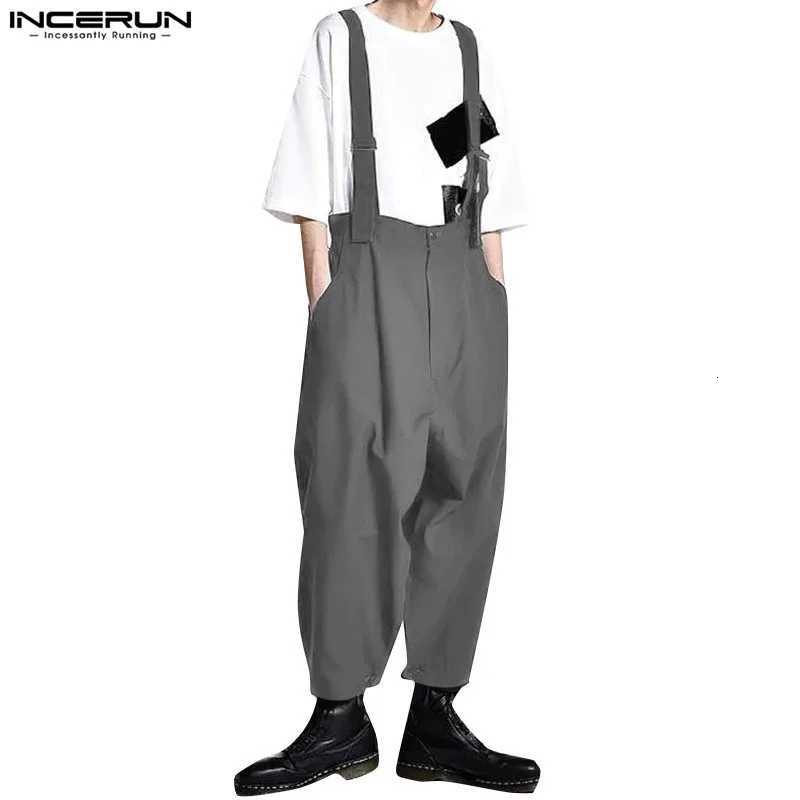 Men Jumpsuits Solid Color High Waist Pants Loose Casual Men Suspender Rompers Streetwear 2025 Fashion Straps Overalls W250819