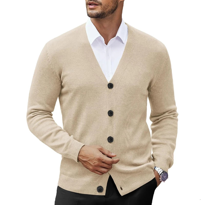 Mens V Neck Cardigan Sweatcoats Casual Lightweight Button Down Knitted Sweater Outdoor Streetwear w250819