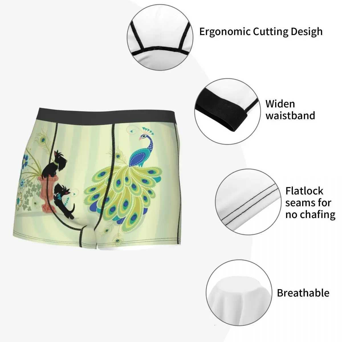Scotties And Peacocks Boxer Shorts Men 3D Printed Male Stretch Scottish Terrier Dog Underwear Panties Briefs W250819
