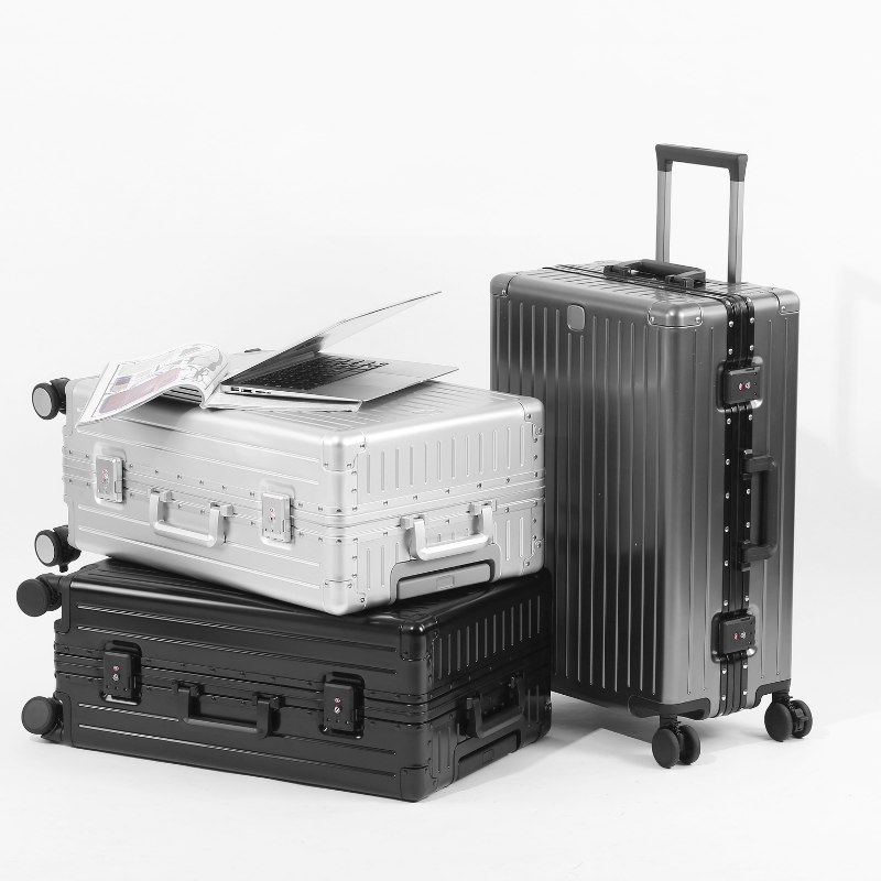 Durable Aluminum Magnesium Alloy Luggage: Thick Anti-Scratch & Wear Resistant Pull Rod Travel Case for Men & Women
