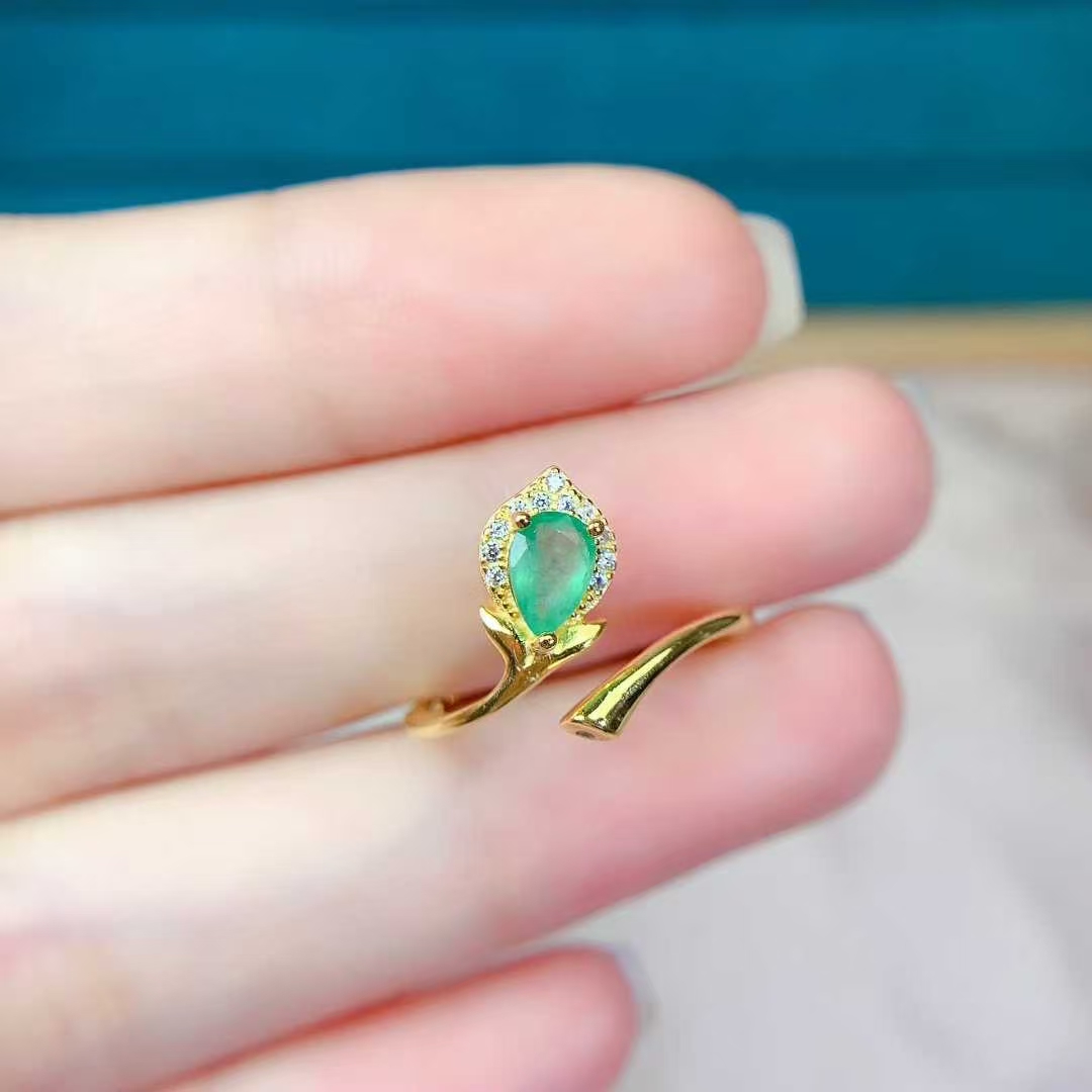 Real sterling silver ring natural colombia emerald ring with certificate 4mm*6mm 0.3ct genuine emerald 925 silver jewelry