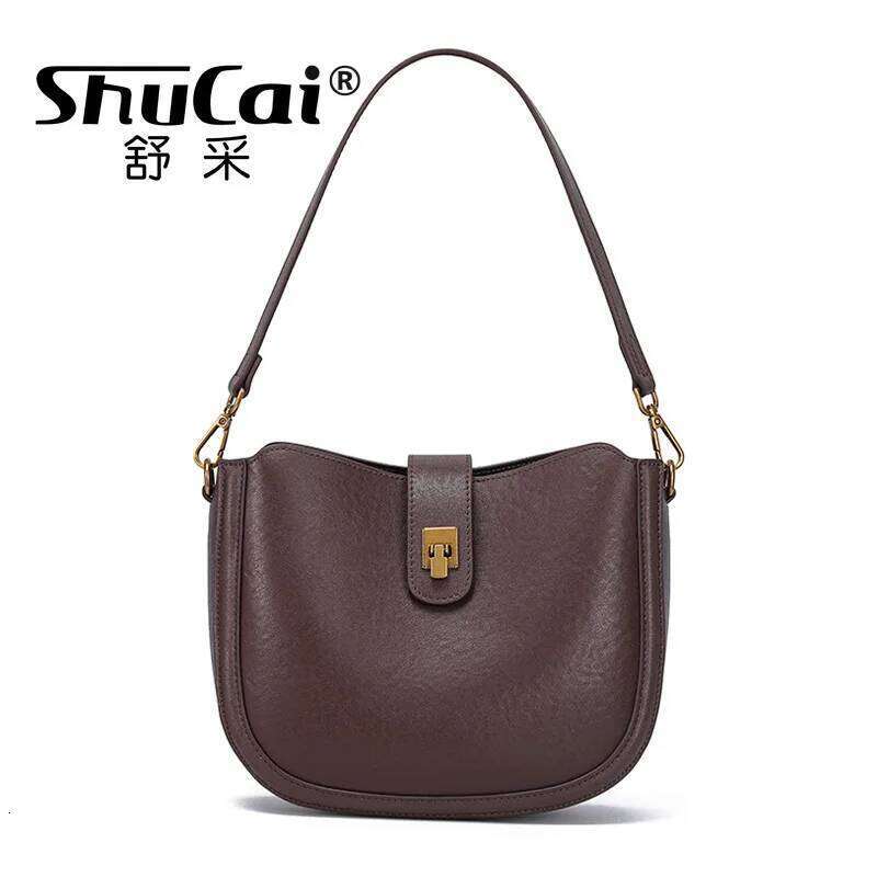 Women Genuine Leather Shoulder Crossbody Bags Ladies Soft Cowhide Handbag Female Fashion Designer High Quality Saddle Bag