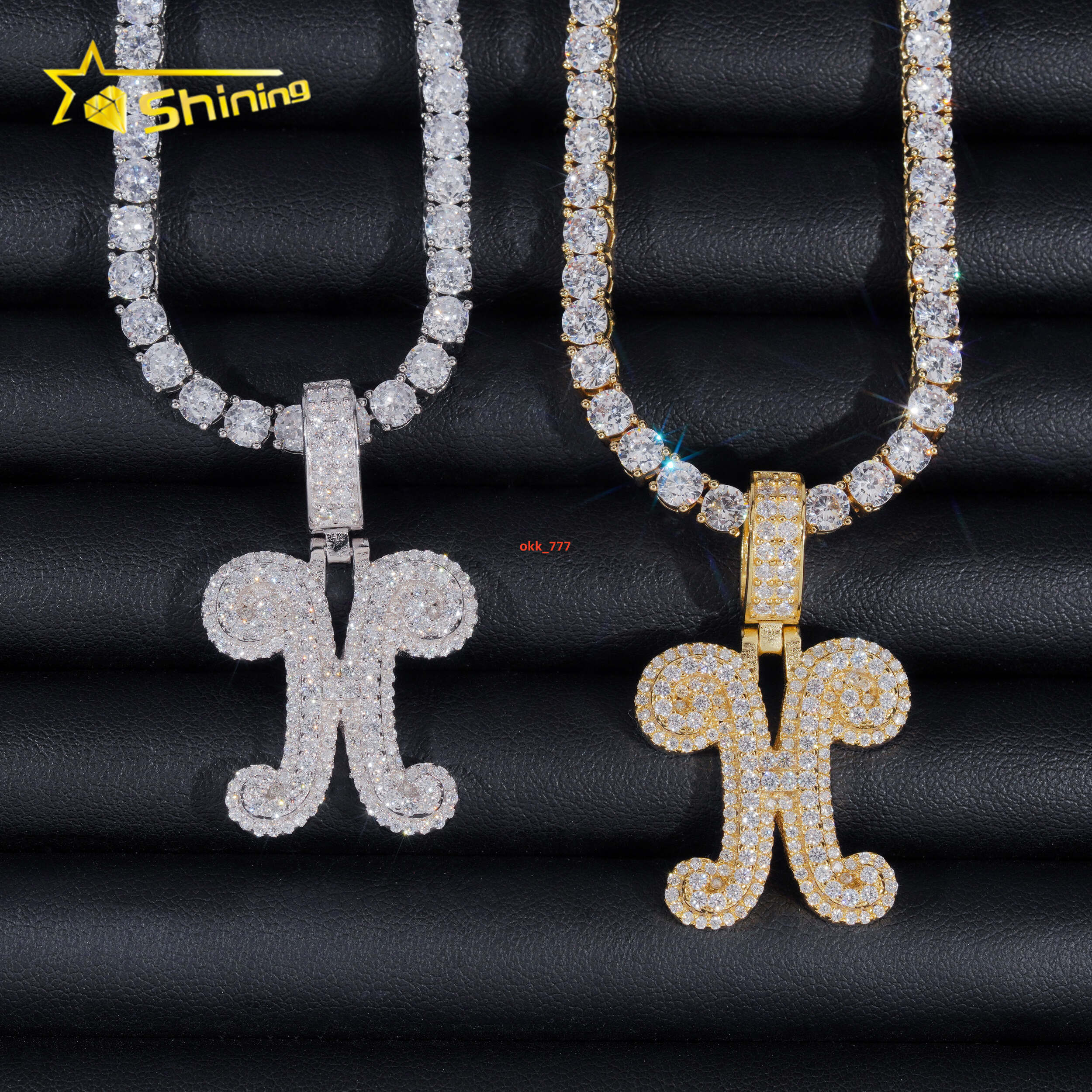New Design Iced Out Diamond Letter H Pendant Custom Hip Hop 925 Silver Gold Plated VVS Moissanite Pendant Men Women Fine Jewelry