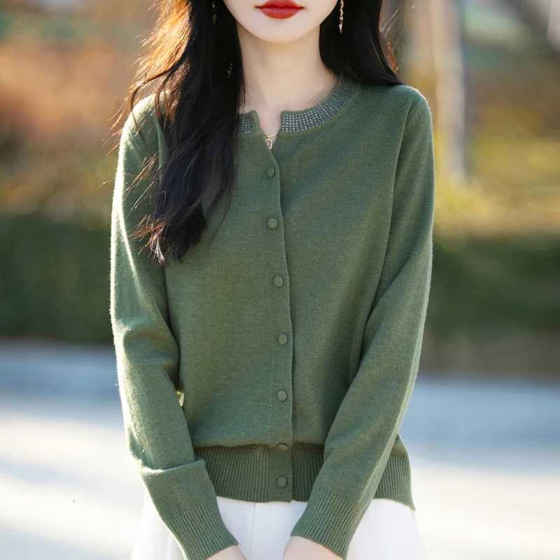 2025 Autumn and Winter Cashmere Cardigan Sweater for Women O-Neck XJ250819