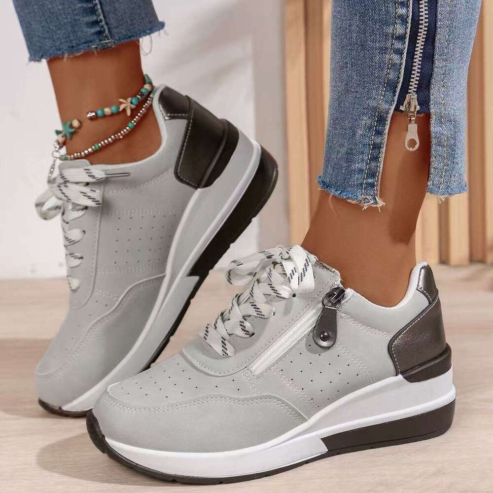 Women's Fashion Versatile 36-43 Large Size Sneakers New Wedge Thick Sole Casual Shoes