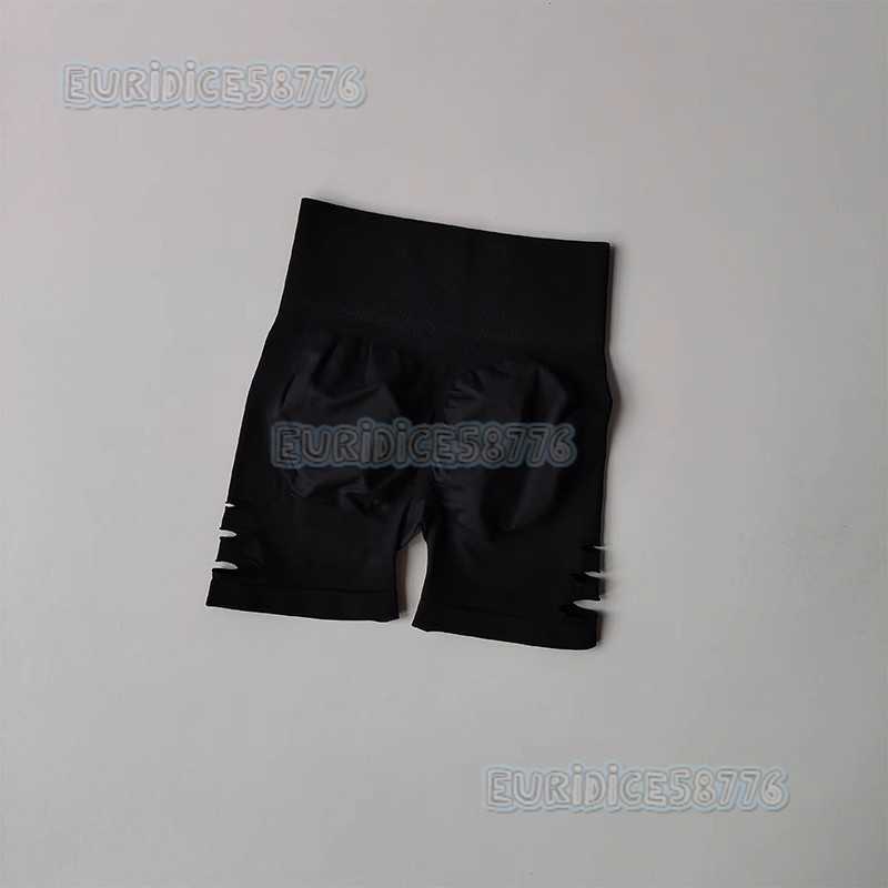 Seamless Butt-lifting Ripped Fitness Shorts for Women Running Training Quick-dry Three-quarter Tight Peach Butt Sports Shorts H250819