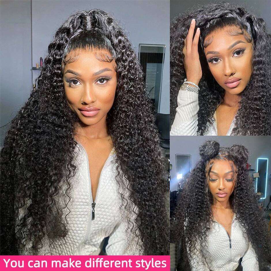 250 Density Curly Front Human Hair Wigs Hd 30 Inches 13X4 Lace Frontal Wig Water Wave Brazilian Pre Plucked For Women