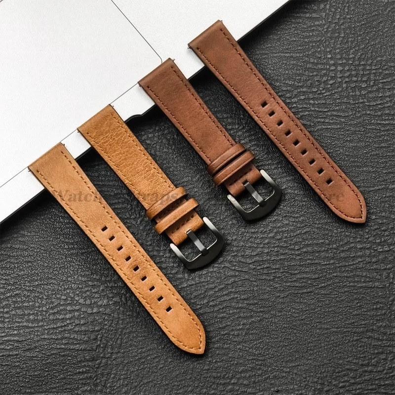 20mm 22mm Leather Strap for Galaxy Watch 7 6 5 4 40mm 44mm GearS3 Band Vintage Brown Bracelet for Watch GT5/GT4/3 250818