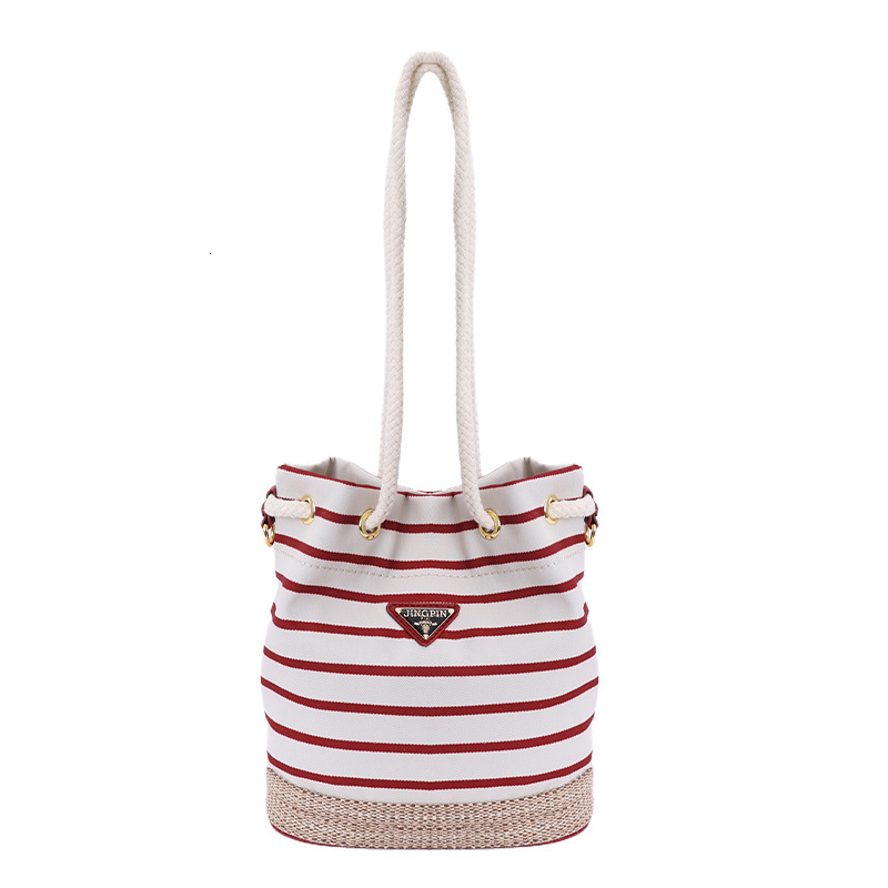Free shipping designer Korean Style Striped Bucket Bag Women Bag 2025 New Summer Fashion Casual Shoulder Bag Commuter Bag Crossbody Bag