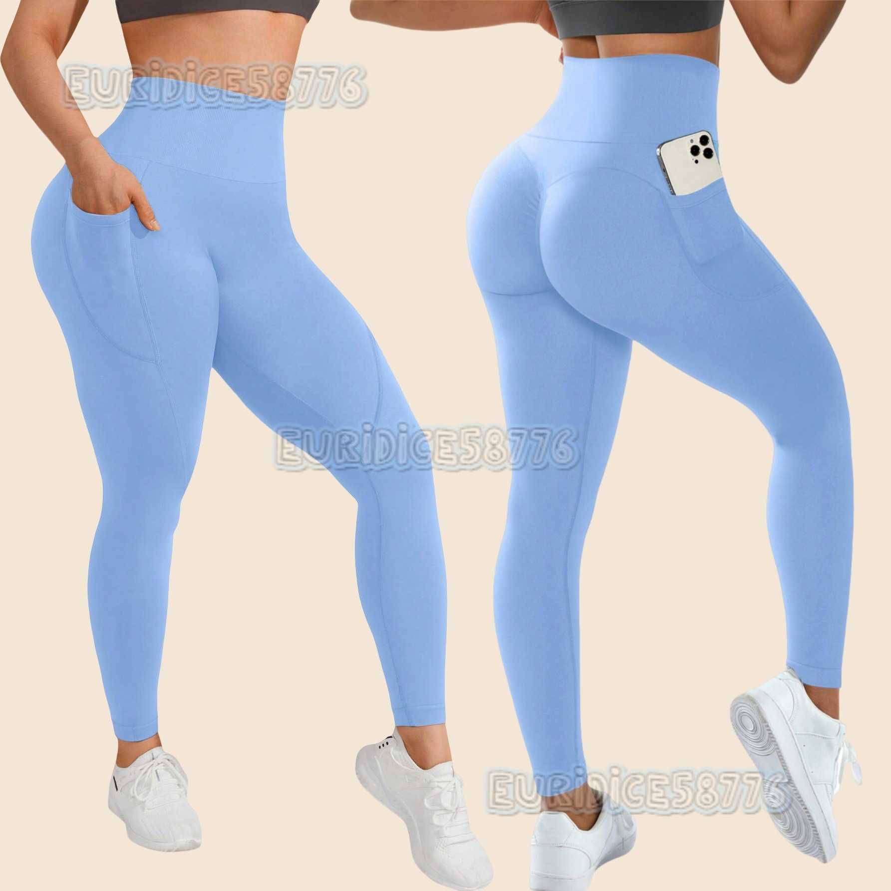 New Solid Color Yoga Pants Naked Feel Pocket Pants Running Cycling Sports Fitness Hip Lift Yoga Long Pants for Women H250819