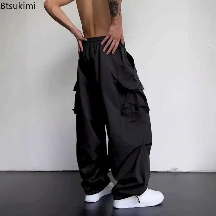 New Mens Loose Casual Cargo Pants Multi-pocket High Waist Wide-leg Baggy Pants Trend Streetwear Quick Drying Sweatpants for Men W250819