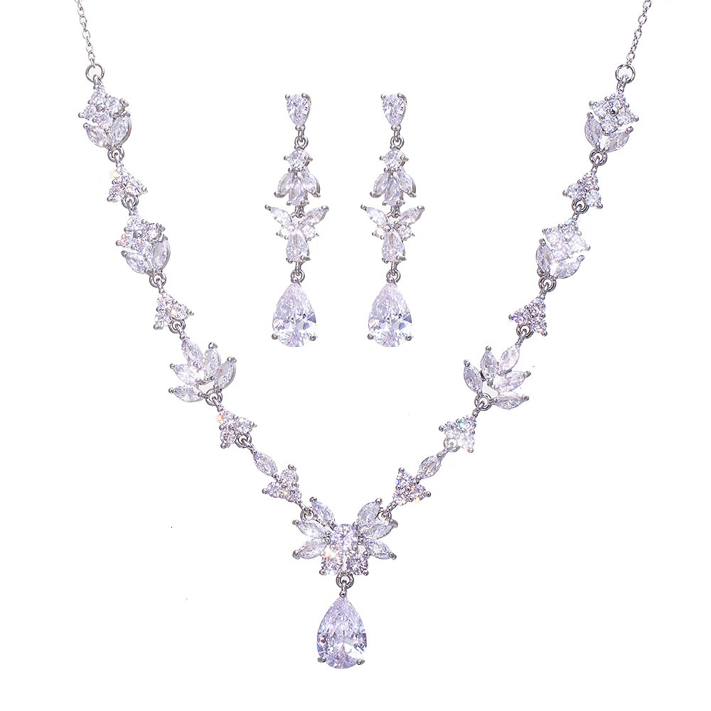 Emmaya Fashion Statement Wedding Party Classical Waterdrop Shape Delicate Jewelry Set For Women Girls Fascinating CZ Fancy Gift 250815