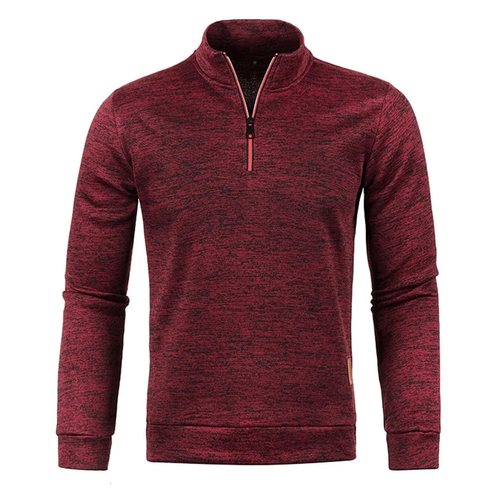 Men Pullover Mens Thicker Sweatshirts Half Zipper for Male Hoody Man Sweatshir Autumn Solid Color Turtleneck Sweaters 250819