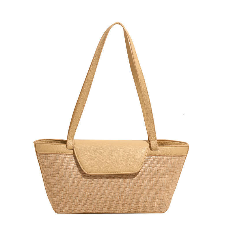 French Style Niche Designer Straw Large Capacity Tote for Women 2025 Summer Bags Casual Vacation Beach Woven Shoulder Bag Trendy