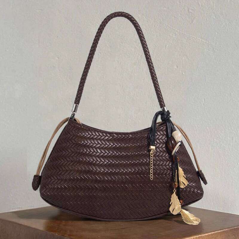 Vintage Small Bags For Women Designer Handbag Purses New In PU Imitation Braided Emed Pattern Underarm Shoulder