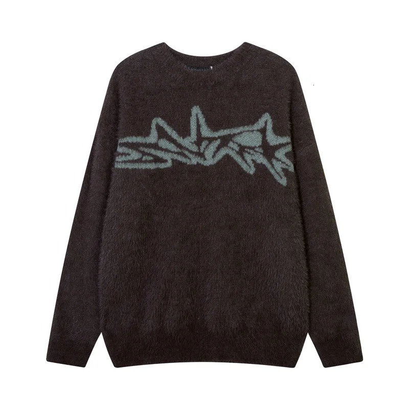 Men Sweater Hipster Couple Letter Graphic Knitted Sweaters Casual Loose Pullover Hip Hop Streetwear Y2K Knitwear Unisex 250819