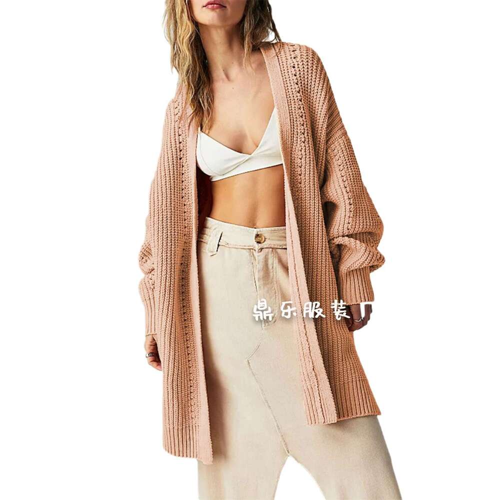 Autumn Winter Women's Clothing Temu New Loose Plus Size Knitted Cardigan Pocket Jacket For Women B5