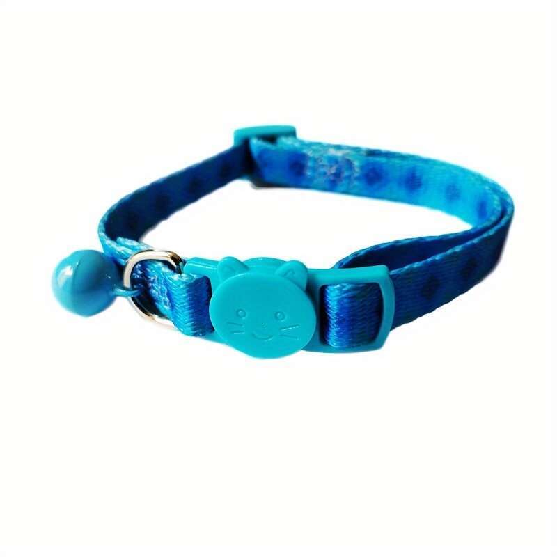 New Pet Supplies Polyester Printed Cat Collar Adjustable Bell Pendant Durable Buckle Design