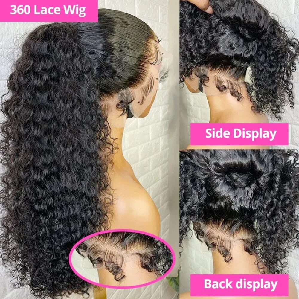 4C Edges Wig Kinky Curly 13x4 HD Lace Frontal Wig Human Hair Glueless 360 Full Lace Wig 13x6 Transparent Lace Front Wigs Wear And Go Synthetic for Wemon