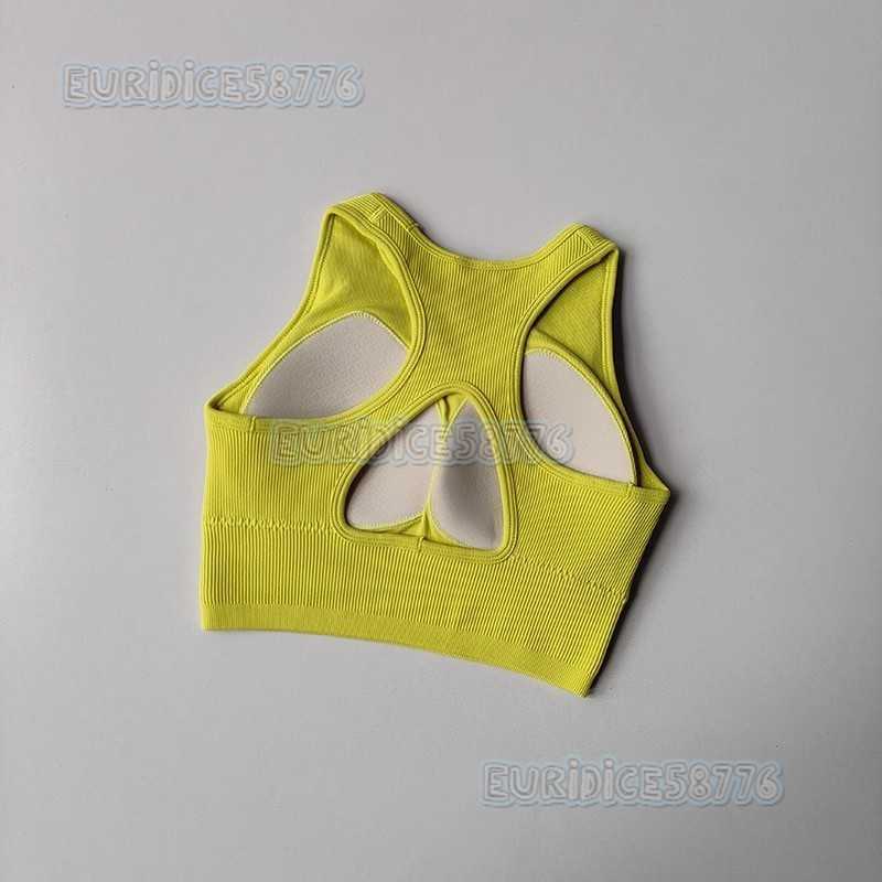 One-piece Running Fitness Sports Vest for Women High-intensity Ribbed Hollow-out Back Shockproof Tight-fitting Yoga Bra H250819