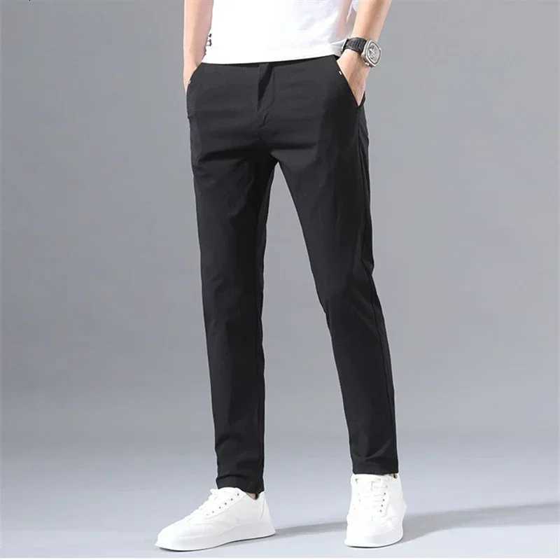 2022 Mens Thin Pants Solid Color Pants Smart Casual Business Fit Body Stretch Trousers Men Cotton Formal Breathable Trousers W250819