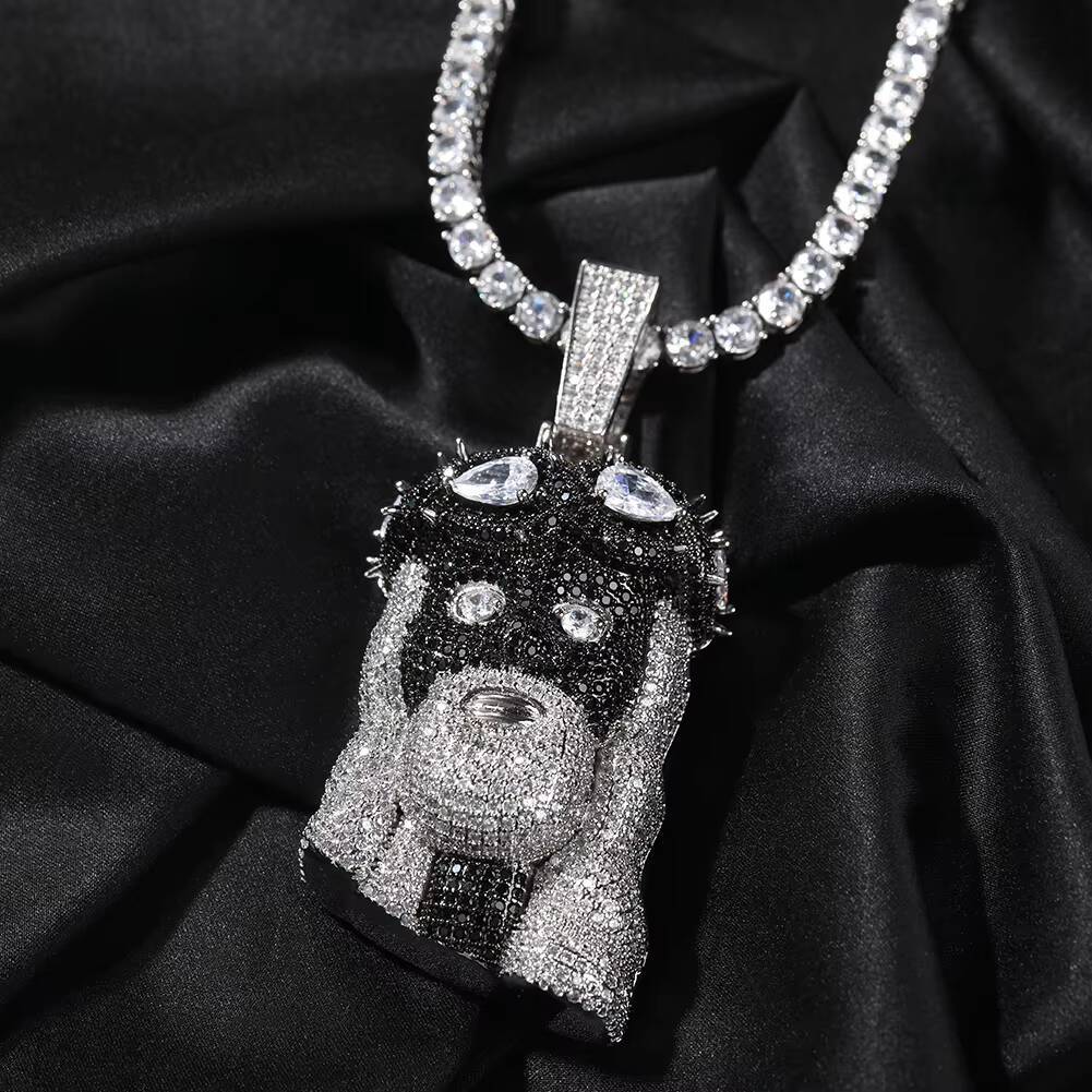 Two Tone Colored Jesus Pendant 925 silver Moissanite Stones Christian Jewelry Hip Hop Jewelry for Men