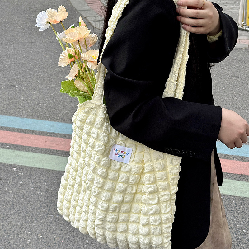 2025 Autumn New Puff Plaid Single Shoulder Underarm Bag Large Capacity Casual Niche Canvas Bag Qingxin Crossbody Bag Women's Crossbody Bag Design