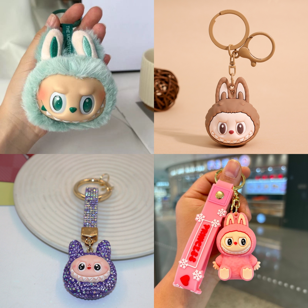 Labubu Doll Keychain Designer Bag Charm Anime Figure Monsters Big Into Energy Series Blind Box Kawaii Figure Face Doll ClothesDoll Key Chain Decor Gift Blind
