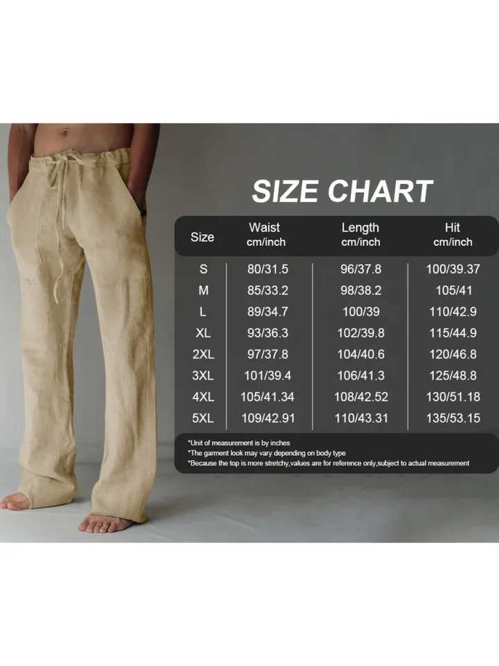 2025 Vintage Mens Casual Pants Summer Beach Drawstring Elastic Waist Solid Color Lightweight Outdoor Sports Trousers For Hiking W250819