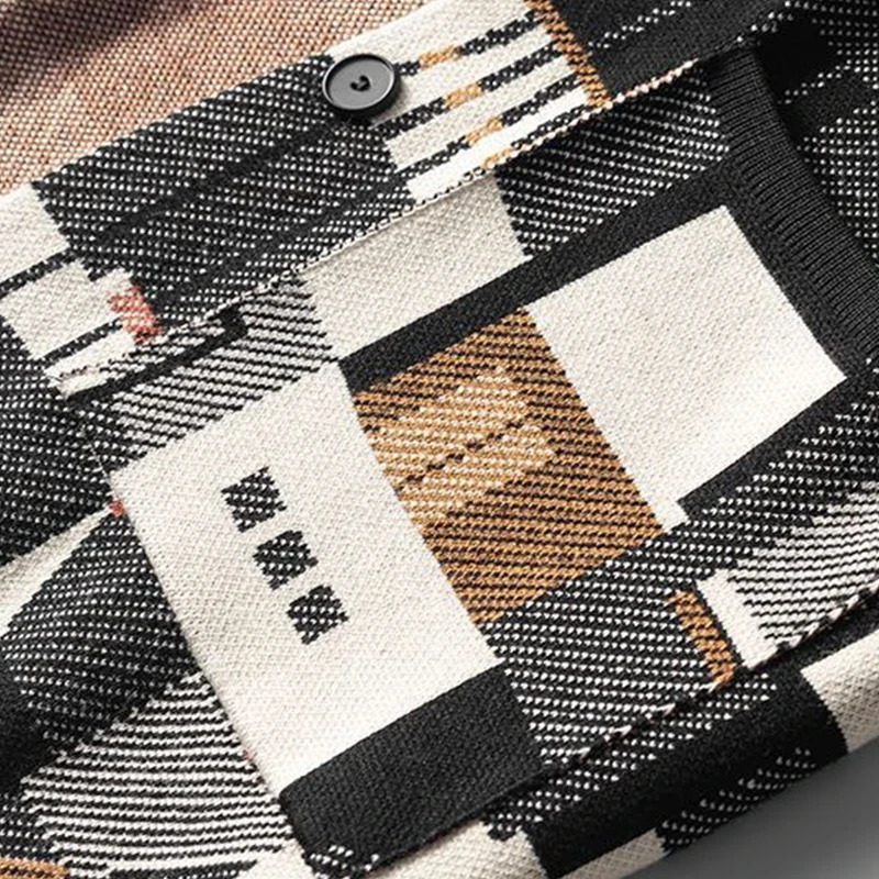 Geometric Oil Painting Camouflage Irregular Cardigan Sweater Mens Plus Size Widened Autumn Outer Wear Jacket Top Preppy 250819