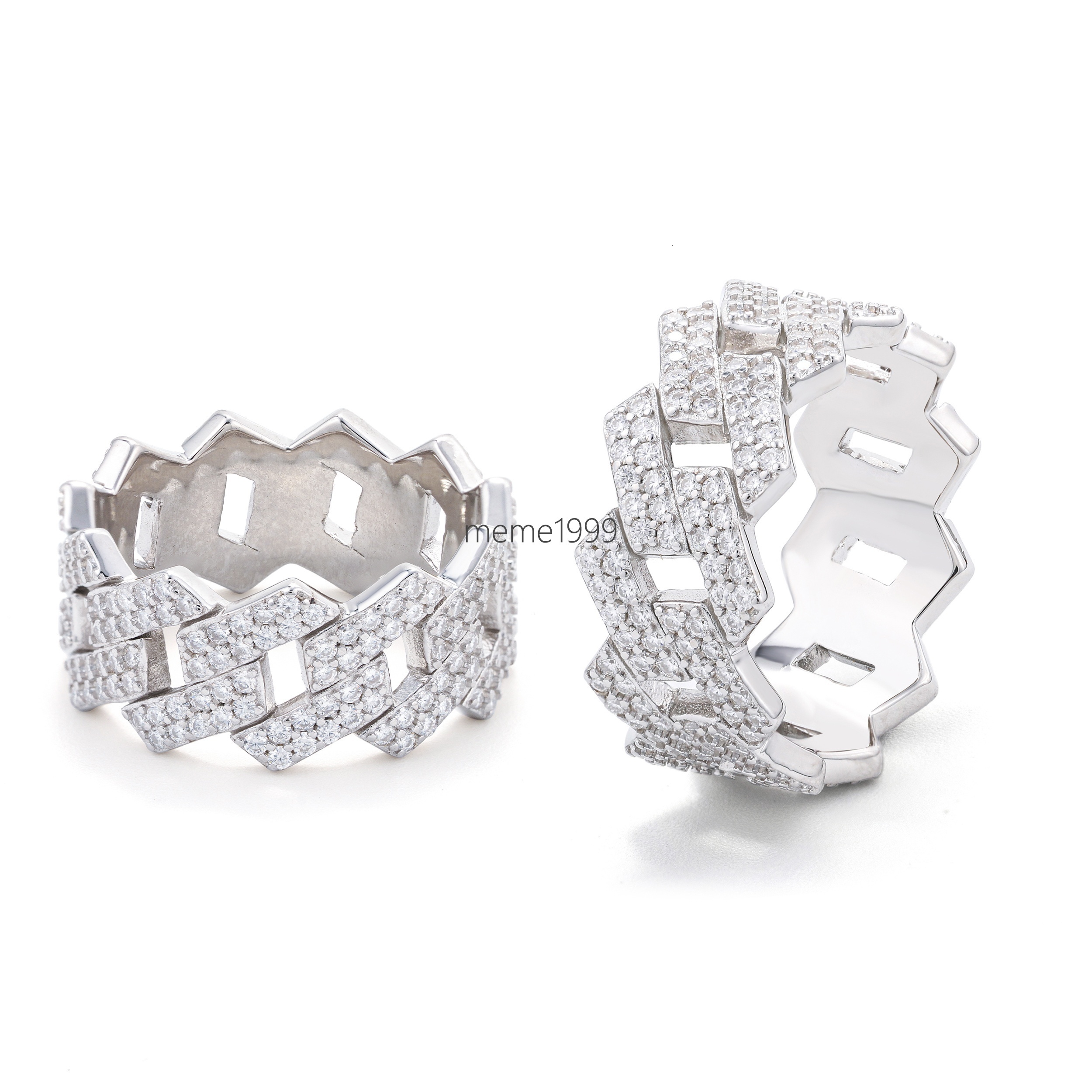 8mm Pass Diamond Tester 925 Sterling Silver Full Vvs Moissanite Iced Out Cuban Link Bangle Bracelet for Men with Cuban Ring