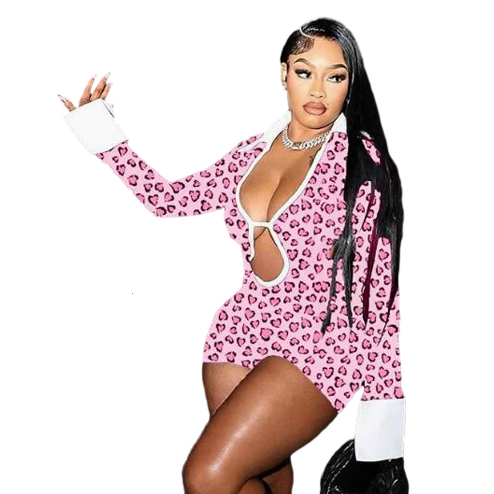 D9724 Womens Fashion Sexy Turn-down Collar Hollow Out Backless Color-block Slim Fit Jumpsuit