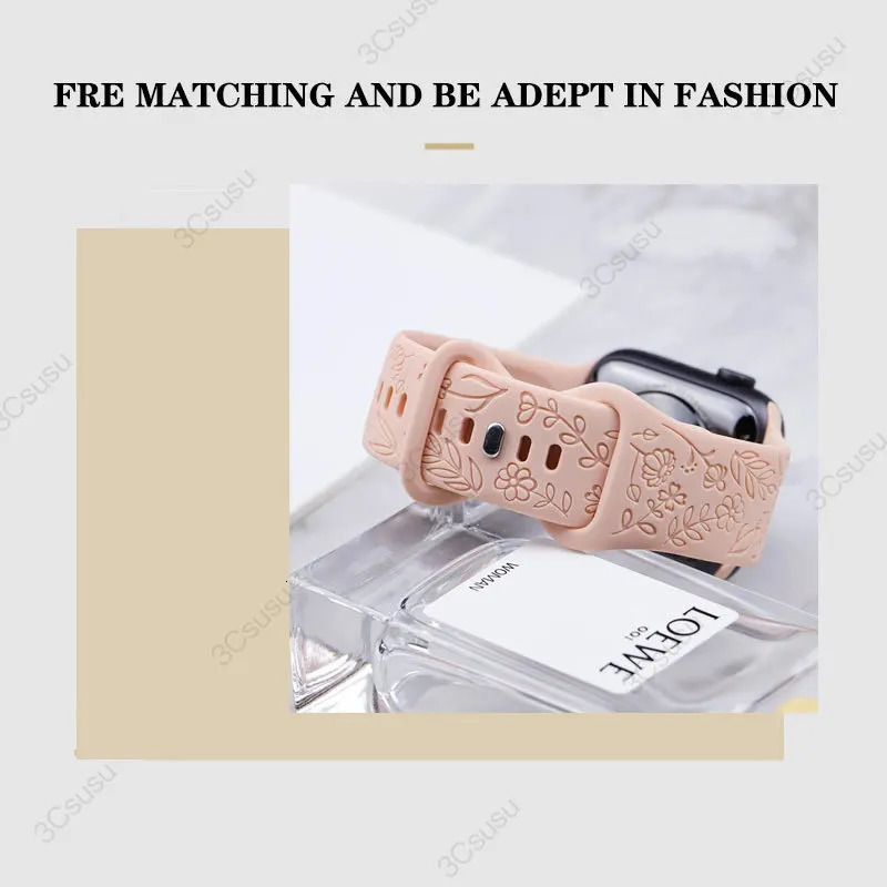 18mm 20mm 22mm Rose engrave Band for Galaxy Watch 654 40mm 44mm Gear S3 Silicone Cute Strap Classic 43mm 45mm Active 2 250818