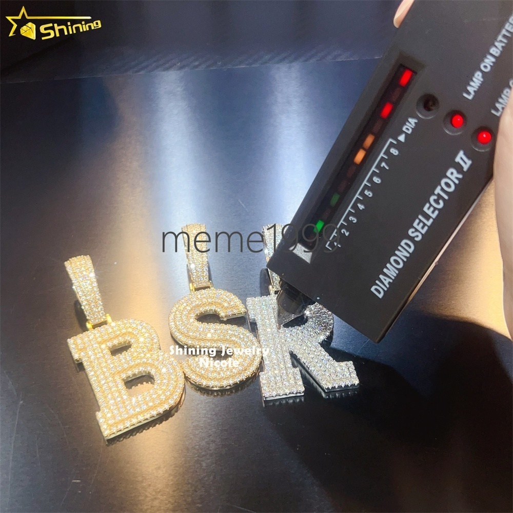 Wholesale Hip Hop Pendants Initial Number Custom 925 Silver GRA Certified Moissanite Letter Pendant