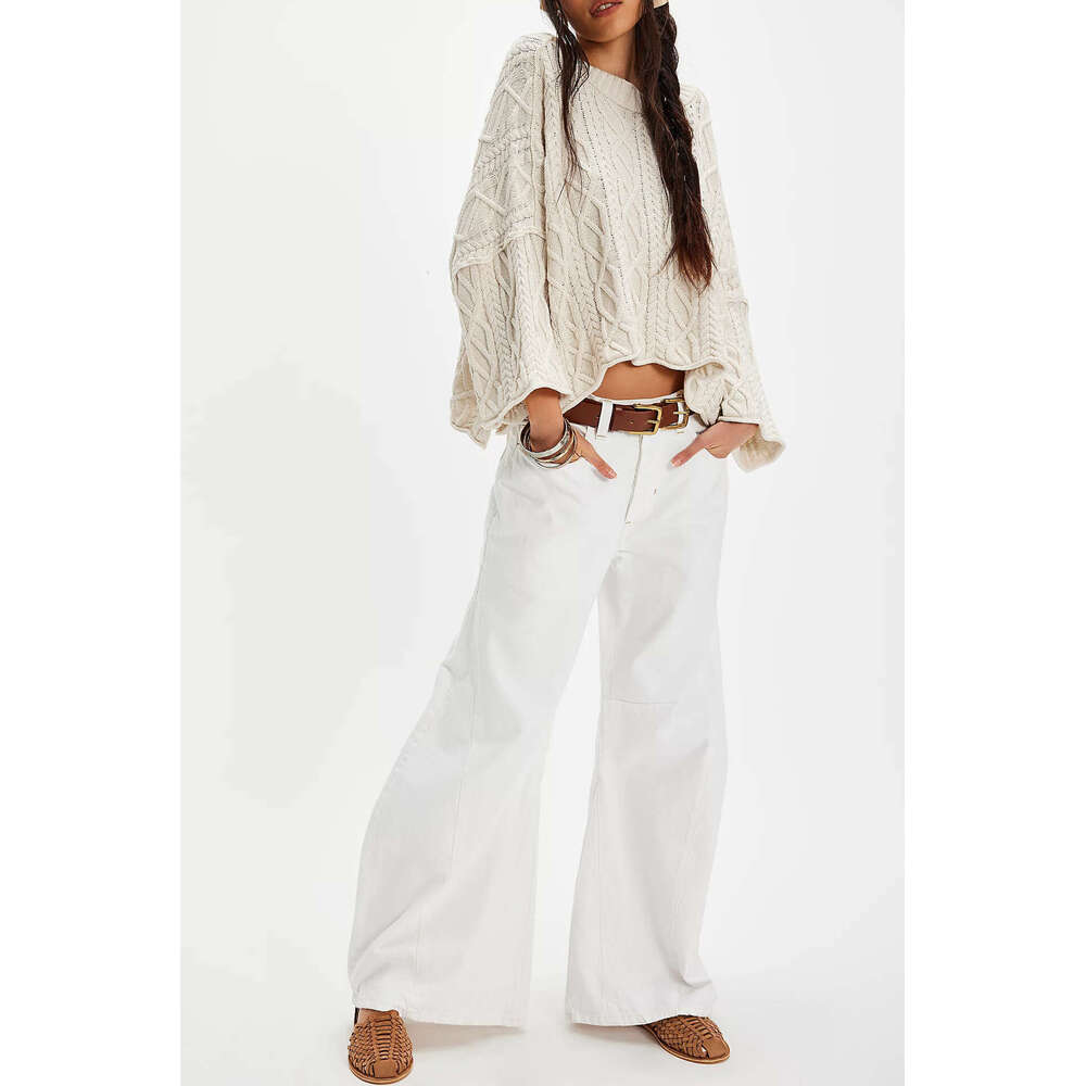 Autumn Winter New Women's Fashion Tiktok Round Neck Short Loose Knitted Sweater B3