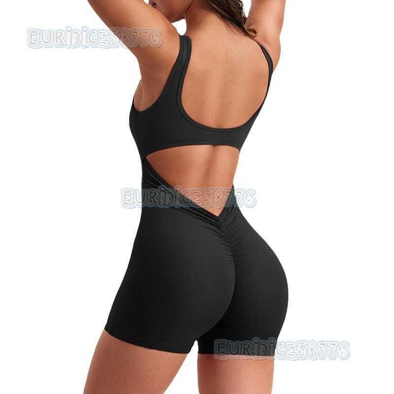 Tight-fitting One-piece Yoga Suit for Women Hip-lifting Sports Fitness Beautiful Back Short-style Dance Running One-piece H250819