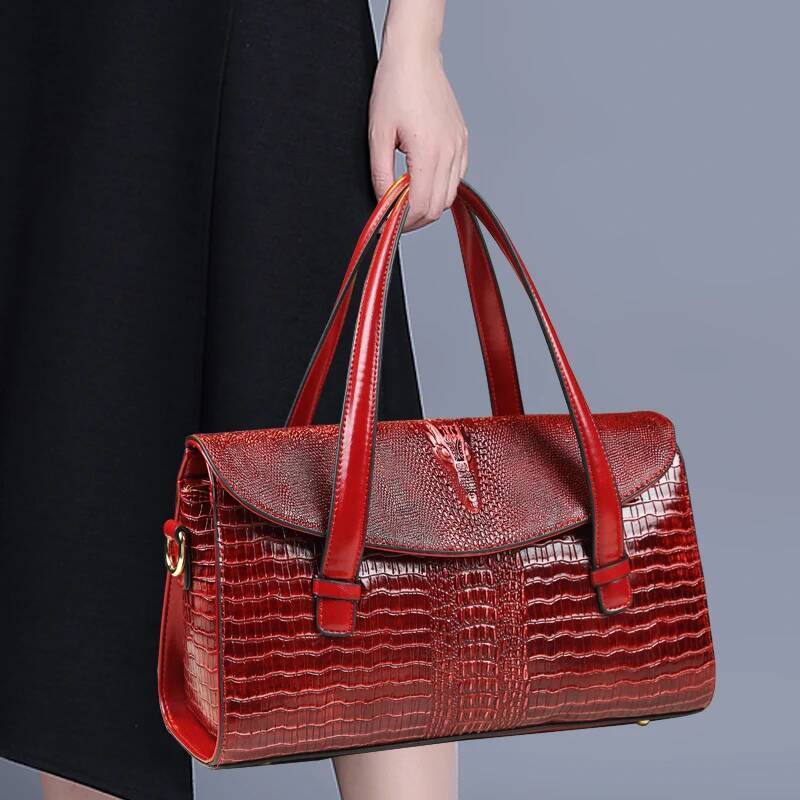 Fashion Leather Crocodile Pattern Women Handbag 2022 New Wild Middle-Aged Ladies Mother Tote Bag Shoulder Messenger Bags