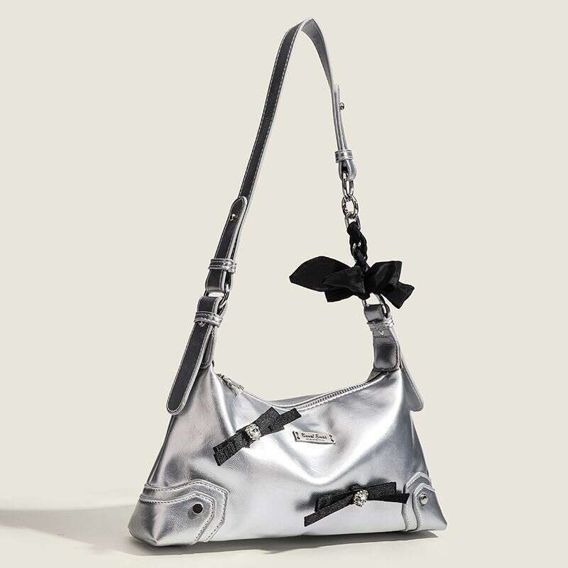 2025 Spring And Summer New Bow Chain Splicing Single Shoulder High-end Handbag Trend Armpit Bag Fashion Hundreds Casual Daily Commuter