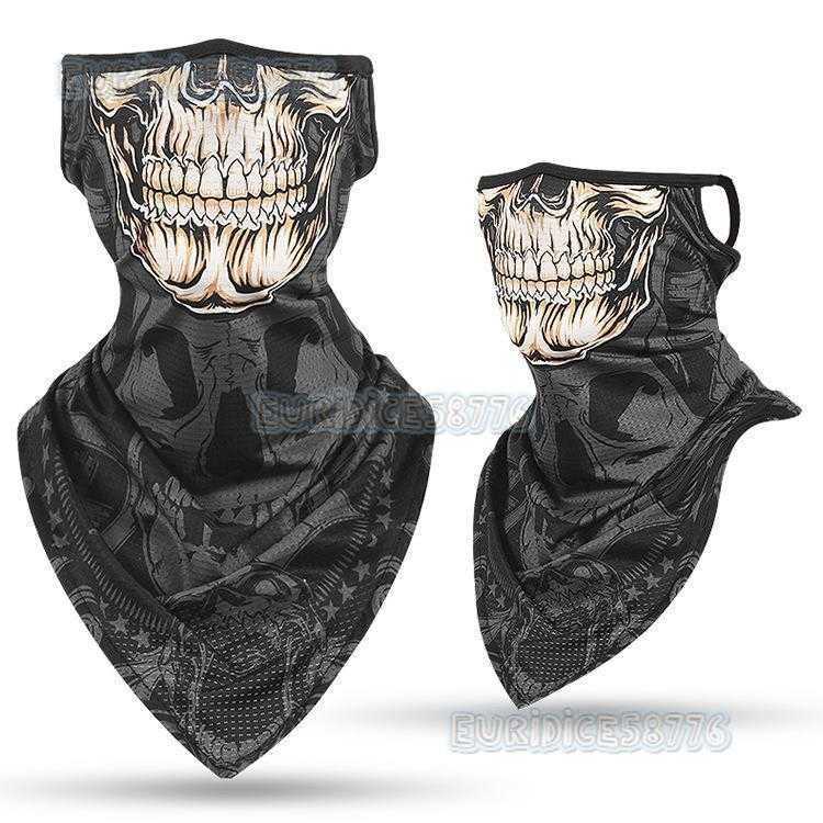 Outdoor Cycling Gear Sun Protection Mens Cover Ice Silk Triangle Scarf Neck Gaiter Skull Motorcycle Fishing Ear Hanging Mask H250819