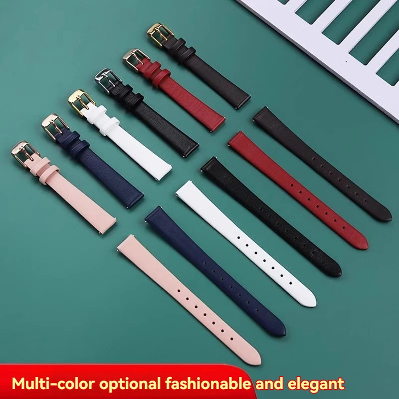 Soft Watch Band Womens Strap 6mm 8mm 10mm 12mm 15mm 18MM Small Size Width First Layer Cowhide Watch Bands Belt red white 250818