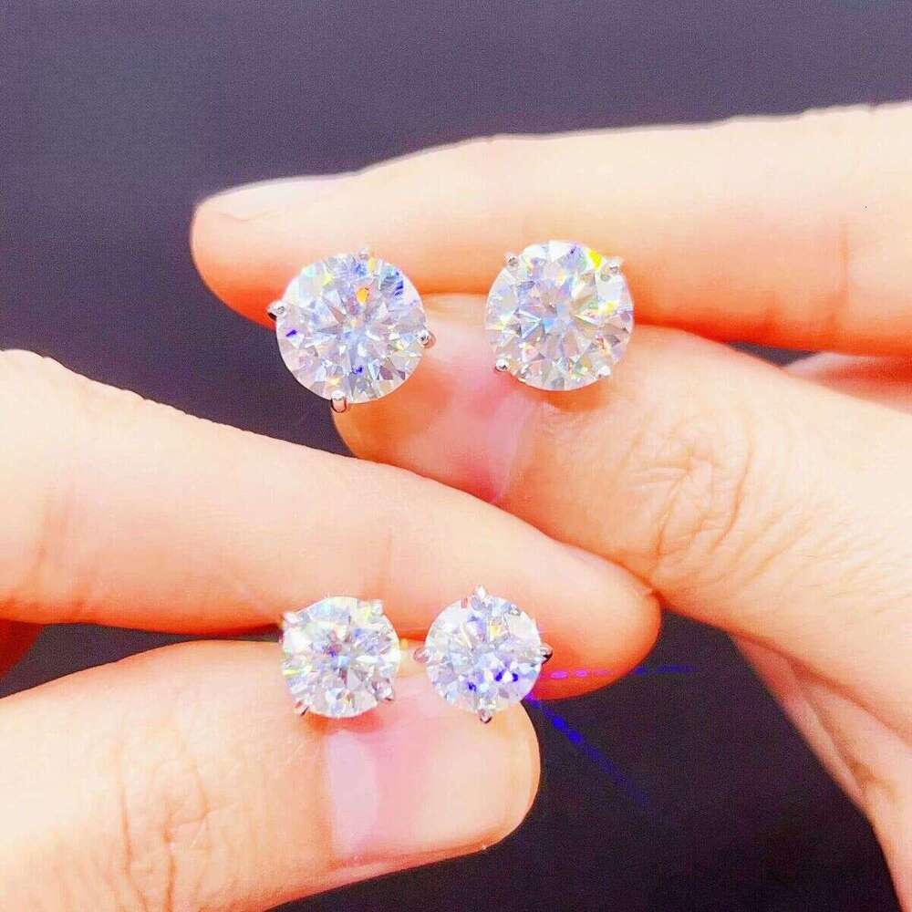 Affordable Price Screw Back VVS Moissanite Hip Hop S Sier 10K 14K Gold Dia Round Solitaire Stud Earrings