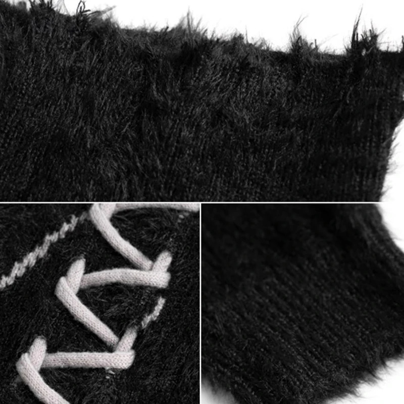 Dark Turtleneck Sweater Mens INS Winter Clothes Splice Color Tassel Weaving Couples Wool Oversize Knitwear Y2k Loose Knit 250819