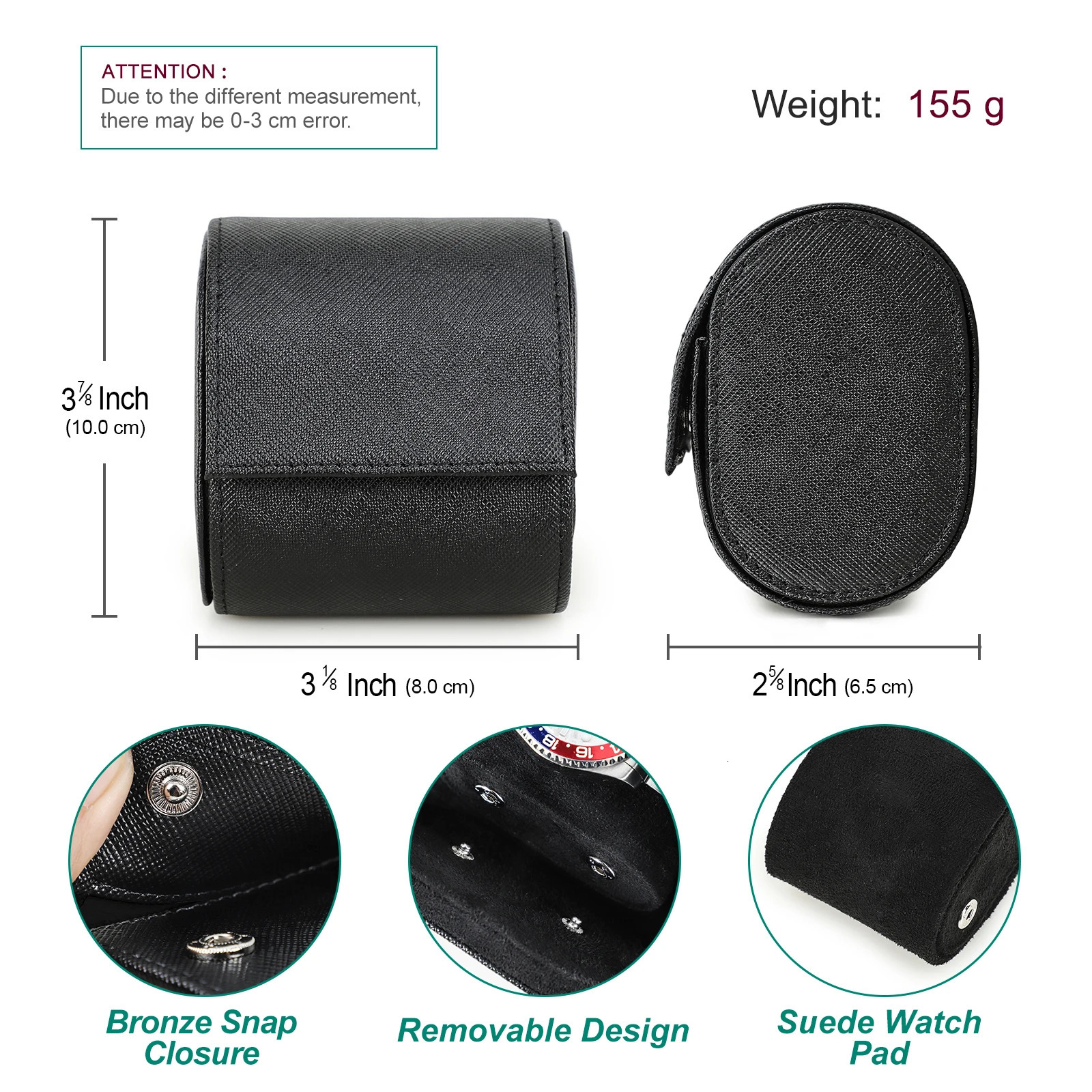 CONTACTS FAMILY Genuine Leather Single Watch Roll Travel Case Portable Watch Storage Organizer Wristwatches Organizer Box 250819