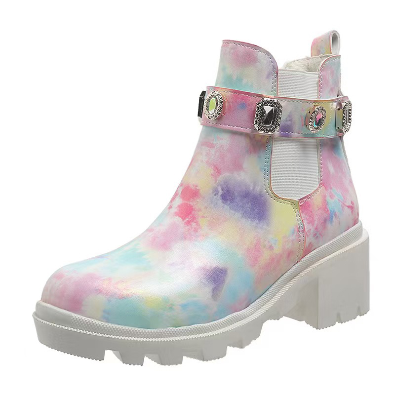 designer boots women shoes designer SHoes 100% cowhide Belt buckle Metal Thick heels Leather shoe High heeled Fashion Diamond Lady boot Large Comforta