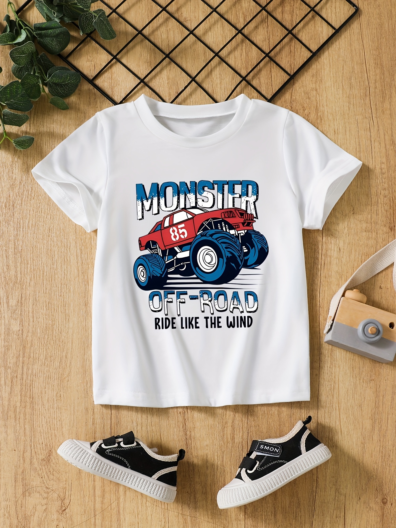 T-shirts Boys Printed Offroad Vehicle Design Pack of Three Comfort-Fit Moisture Wicking Shirts