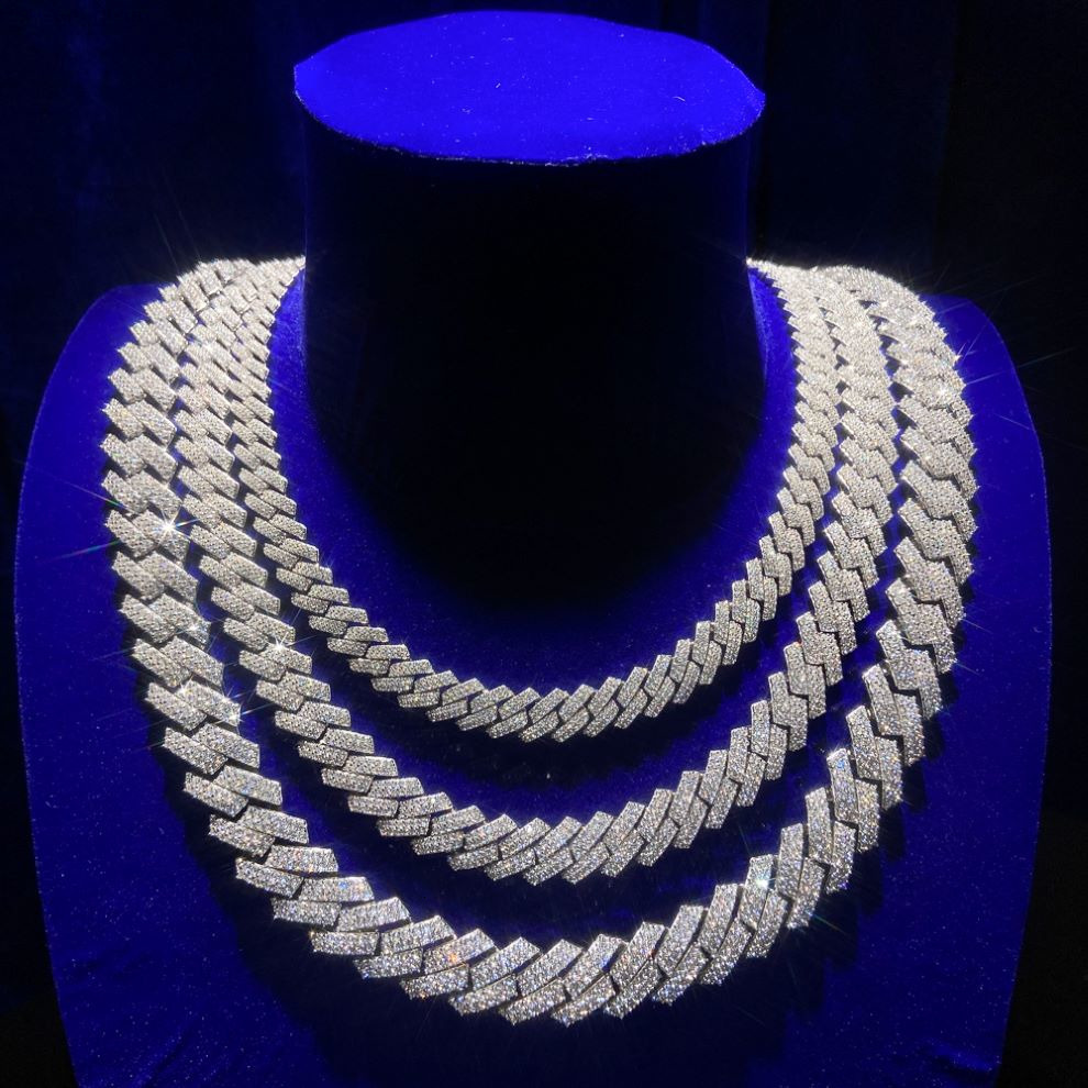 Men Iced Out Hip Hop Jewelry Factory Price 8mm 10mm 12mm Width Cuban Link Chain Necklace