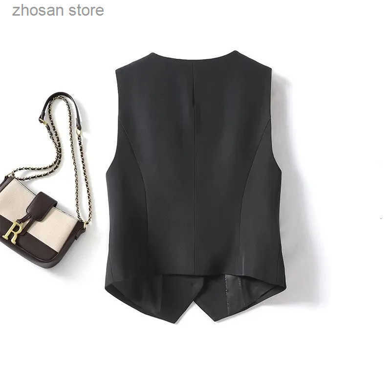 Summer VNeck Vest Women Thin Loose Waistcoat Single Breasted Slveless Blazer Female Slim Short Femme Buttons 250207 S250819