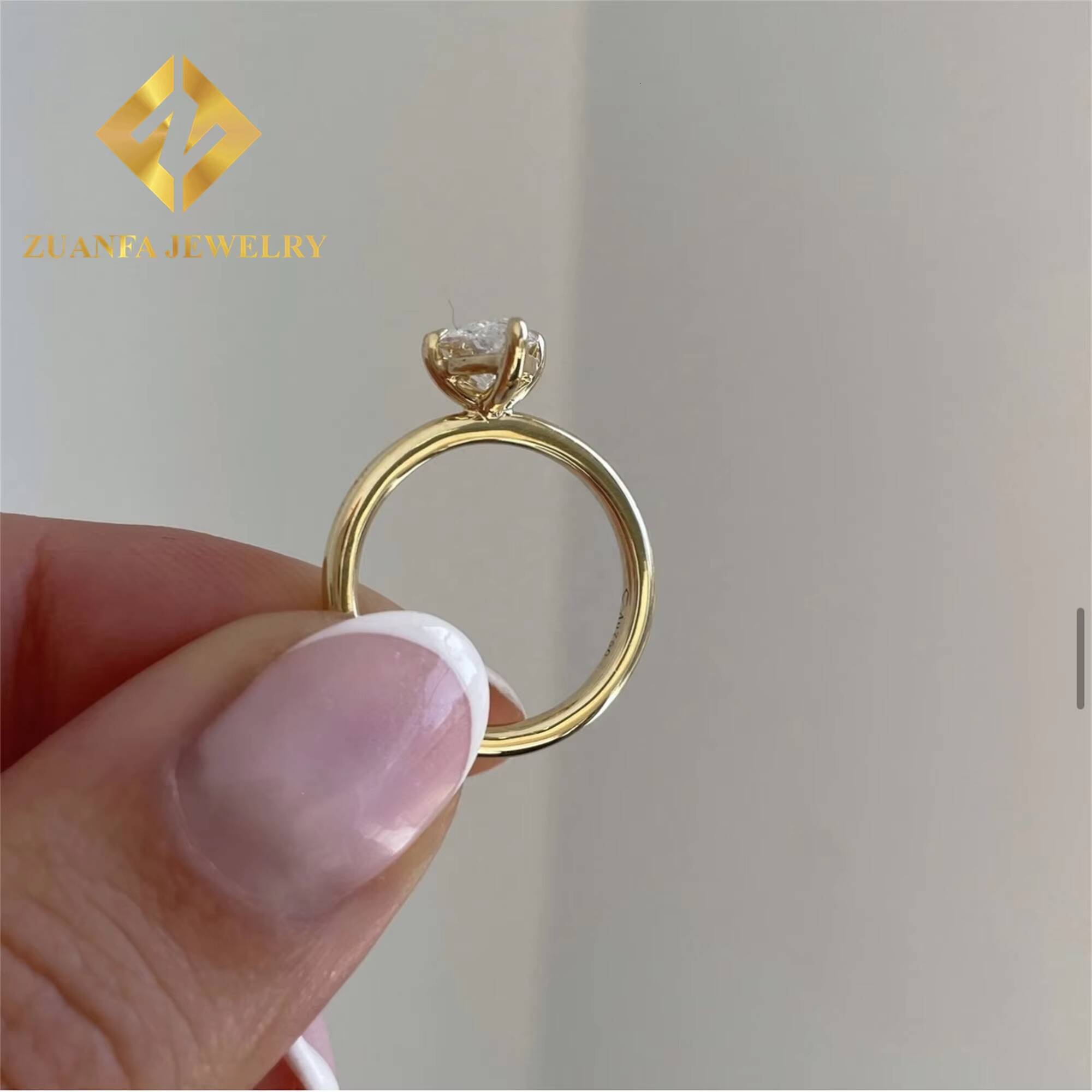 Customized 18k Solid Gold Luxury Gorgeous Bridal Wedding Jewelry 1Ct Marquise Lab Grown Diamond Engagement Wedding Ring