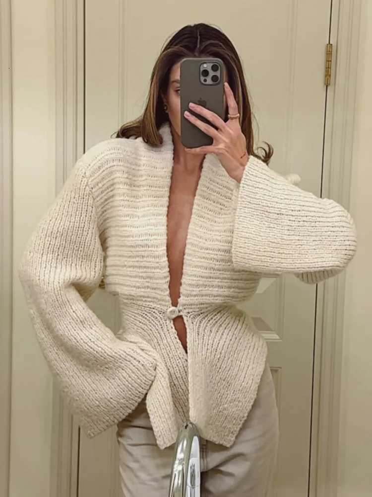 Tossy White Vintage Knit Sweater Cardigan for Women Hollow Out Loose Ele Autumn 2025 Cover Up Knitwear Fe Cardigan Top XJ250819